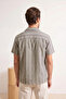 Haki %100 Pamuk Apaj Yaka Kısa Kollu Regular Fit/Normal Kalıp Erkek Gömlek TMNSS26GO00046 - 4