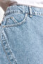 Mavi Çift Yırtmaçlı A line Comofrt/Orta Esnek BüyüK Beden Denim Etek TBBSS23AZ00056 - 5