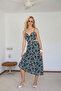 Petrol Brode Embroidered Cut Out Detailed Maxi Woven Dress Twoss26El00682