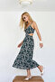 Petrol Brode Embroidered Cut Out Detailed Maxi Woven Dress Twoss26El00682 - 2
