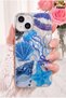 iPhone 13/14/15 Case Holographic Blue Seashell Pattern Shock-Absorbing Camera Protection Silicone - 5