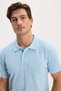 Men's Slim Fit 100% Cotton Short Sleeve Polo Collar Blue T-Shirt