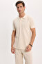 Men's Slim Fit 100% Cotton Short Sleeve Polo Collar Ecru T-Shirt