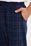 Men's standard fit regular cut cotton checkered navy blue pajama bottoms with drawstring waist and pockets. - 4
