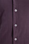 Men's Slim Fit 100% Cotton Buttoned Collar Flam Linen Purple Shirt - 7