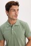 Men's Slim Fit 100% Cotton Short Sleeve Polo Collar Green T-Shirt - 3