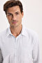Men's regular fit classic cut oversize 100% cotton linen texture green shirt - 4