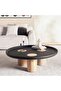 Cecilee Coffee Table Travertine - Black & Beige - 2
