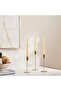 Hallie 3 Pc Set Taper Candle Holder 7x7x16.5,18.5,21.5cm- Gold