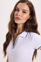 Women's Slim Fit Cotton Polo Collar Short Sleeve White T-Shirt - 5