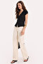 Women's Slim Fit Tight-Fitting Short-Sleeved Textured Buttoned Black Blouse Shirt with Stitching Detail - 3