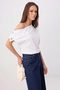 White Asymmetric Collar Button Detail Woven Blouse Twoss26Bz00842