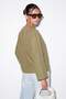Khaki V-Neck Front Tie Standard Size Wide Sleeve Blouse Tdrss26Bz00089 - 2