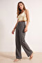 Antrasit Premium Kalite Wide Leg/Geniş Paça Dokuma Kumaş Pantolon TWOAW24PL00227 - 3