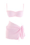 Pink Gingham Strapless Covered Regular Waist Regular 3-Piece Bikini Set Tbess26Bt00060 - 8