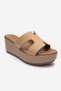 Lia Dark Beige Skin Genuine Leather Women's Wedge Heeled Slippers - 3