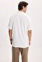 Men's relaxed fit short sleeve polo collar jacquard knit plain white shirt - 7