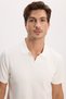 Men's Slim Fit Slim Cut Cotton Short Sleeve Striped Ecru Polo V-Neck T-Shirt - 7