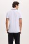 Men's Slim Fit 100% Cotton Jacquard Plain Collar and Sleeve Detail White Polo Neck T-Shirt - 8