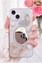 iPhone 13/14/15 Case 3D Butterfly Rose Pattern Mirrored Glitter Transparent Design Silicone Cover