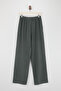 Yeşil Keten Karışımlı Geniş Paça Tencel Pantolon TDRSS26PL00008 - 5