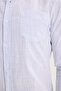 Men's slim fit long sleeve 100% cotton linen-effect button-down collar casual blue shirt - 5