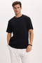 Men's Regular Fit Comfortable Cut Extra Soft Modal Fabric Crew Neck Short Sleeve Black T-Shirt