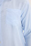 Men's Relax Fit Comfortable Cut Oversize Muslin Viscose Cotton Single Pocket Plain Blue Shirt - 5