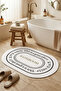 Washable Written Striped Bathroom Carpet Mat Toilet Seat Single Piece Oval 60x100 Dc-8028