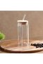 Silas Mason Jar With Bamboo Lid And Straw 480ml -clear