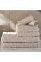 Nathan Wave 6 Piece Solid Dyed Jacquard Towel Set- Beige - 4