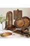 Savanna Mango Wood Etched Footed Oval Platter 51x18x5cm -brown - 5