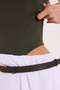Women's Slim Fit Narrow Cut Strappy Square Neck Open Back Sandy Fabric Snap Fastener Green Bodysuit - 7