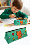 Cat Design Kids Pencil Case Pvc Triangle Zipper School Bag Organizer 20 cm