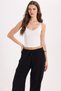Women's Slim Fit Narrow Cut Strappy V-Neck Lace Detailed Ecru Athlete Blouse - 4
