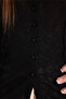 Women's Slim Fit Tight-Fitting Short-Sleeved Textured Buttoned Black Blouse Shirt with Stitching Detail - 7