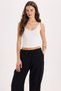 Women's Slim Fit Narrow Cut Strappy V-Neck Lace Detailed Ecru Athlete Blouse - 3