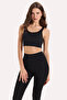 Women's Slim Fit Slim Fit Slim Strap Square Neck Black Crop