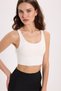 Women's Slim Fit Slim Fit Crew Neck Thick Strap Stretchy Ecru Sports Tank Top