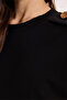 Women's Oversize Wide Cut Crew Neck Buttoned Shoulder Lycra Black Viscose Blouse - 7