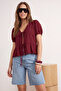Bordo Bağlamalı Dokuma Gömlek TWOSS24GO00237 - 2