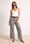 Açık Gri Wide Leg/Geniş Paça Pilili Dokuma Pantolon TWOAW22PL0475 - 2