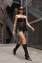 Black Handkerchief Detailed Boho Party Bustier Tprss26Bs00020 - 4