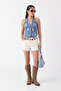 Ekru Denim Nakışlı Plaj Şort TBESS24SR00007 - 4
