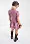 Pembe %100 Pamuk Ekose / Kareli Skater/Belden Açılan Kısa / Mini Dokuma Elbise TWOSS26EL01230 - 4