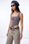 Antrasit Fitted/Vücuda Oturan Korse Havuz Yaka Kolsuz Crop/Kısa Soft Touch Örme Bluz TWOSS26BZ00823 - 4