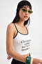 Ecru Slogan Printed Fitted Pool Collar Thin Strap Sleeveless Cotton Ribbed Knitted Tank Top Twoss26Al00149 - 3