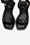 CARRIL Black Genuine Leather Trock Women's Sandals - 2