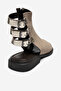 Carina Beige Suede Genuine Leather Women's Sandals with Side Zipper - 5