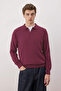 Bordo Regular Polo Yaka Yün Karışımlı Kazak TMNAW26KZ00009